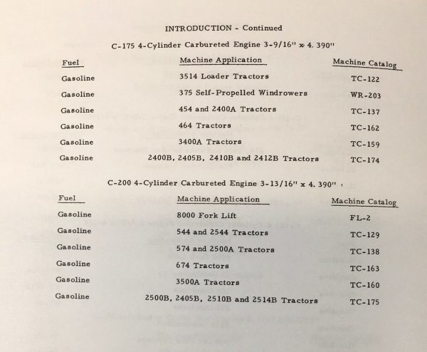 International C-175 Gas Engine Service Parts Manual Set For 3400A 2400B Tractors - Image 3