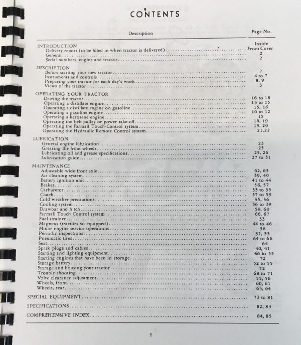Farmall International Super C Tractor Operators Manual Owners Maintenance Book - Image 2