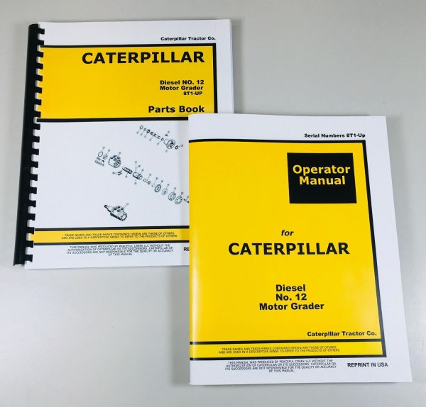 Caterpillar No 12 Diesel Motor Grader Operators Parts Manual Owners Book Set