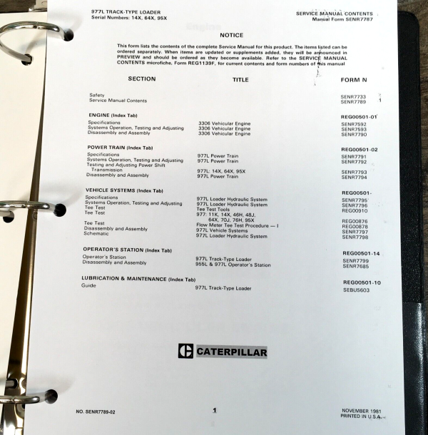 Service Manual For Caterpillar 977L Track-Type Loader Repair Book SN 14X 64X 95X - Image 3