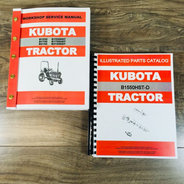 Kubota B1550Hst-D Tractor Service Manual Parts Catalog Repair Shop Book 4Wd