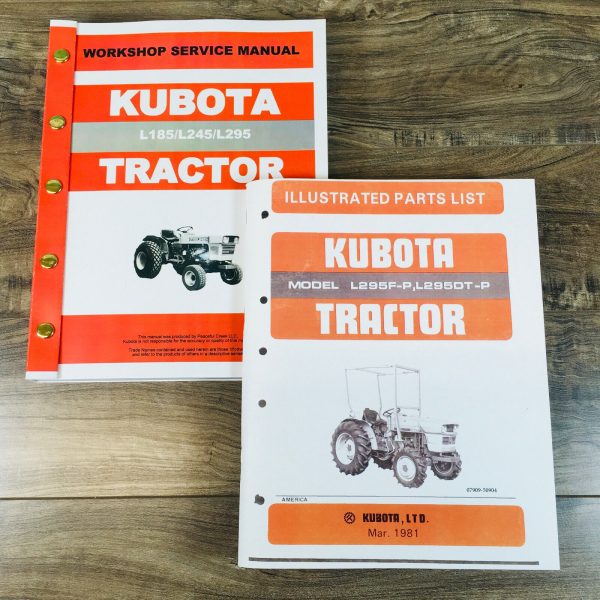 Kubota L295 L295F-P L295Dt-P Tractor Service Manual Parts Catalog Book Set Shop