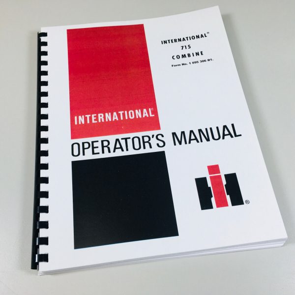 International 715 Combine Operators Owners Manual Maintenance Adjustments