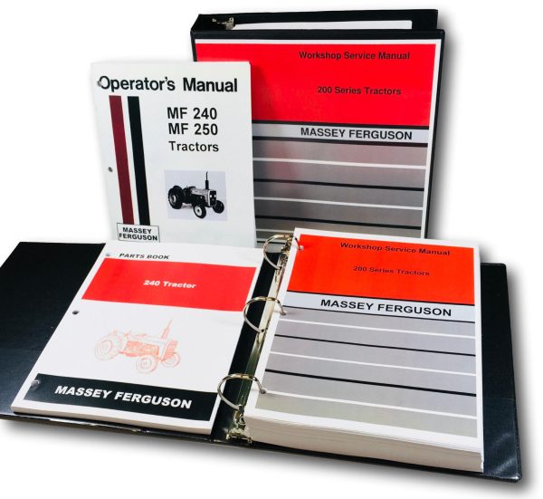 Massey Ferguson 240 Tractor Service Parts Operators Manual Shop Book Set Tech Mf