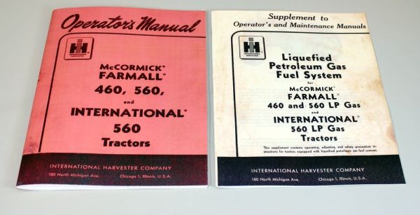 International Farmall 460 560 Lp Tractor Owner Operators Manual Lpg Gas Propane