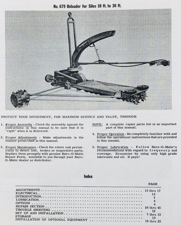 New Idea 679 Silo Unloader Operators Owners Manual Parts Catalog - Image 2