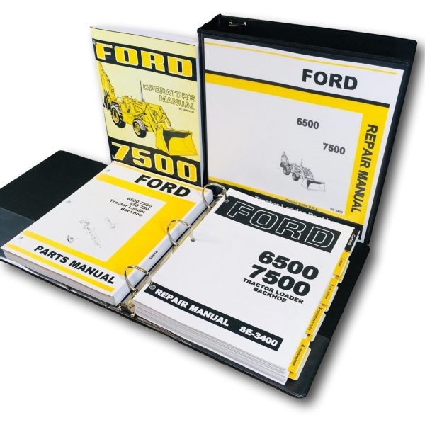 Ford 7500 Tractor Loader Backhoe Service Parts Operators Manual Owners Set