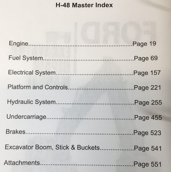 Ford H-48 Excavator Service Manual Repair Shop Technical Book Workshop Track Hoe - Image 3
