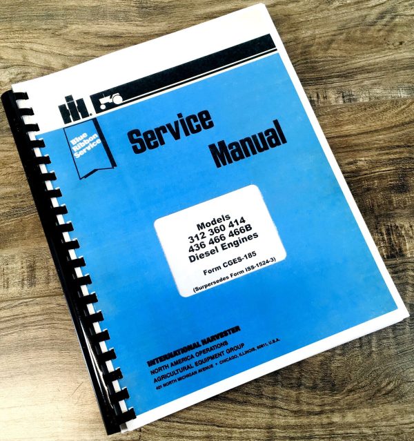 International DT-466B Diesel Engine for 3588 3788 Tractor Service Manual Repair