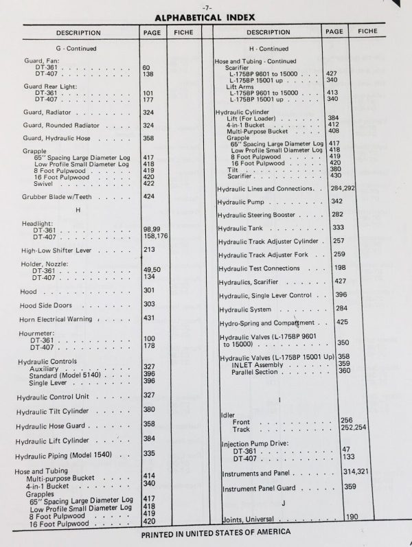 International 175B Crawler Loader Tractor Service Parts Operators Manual Set - Image 8