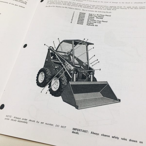 Gehl 2500A Skid Steer Loader Parts Assembly Manual Catalog Exploded Views Book - Image 3