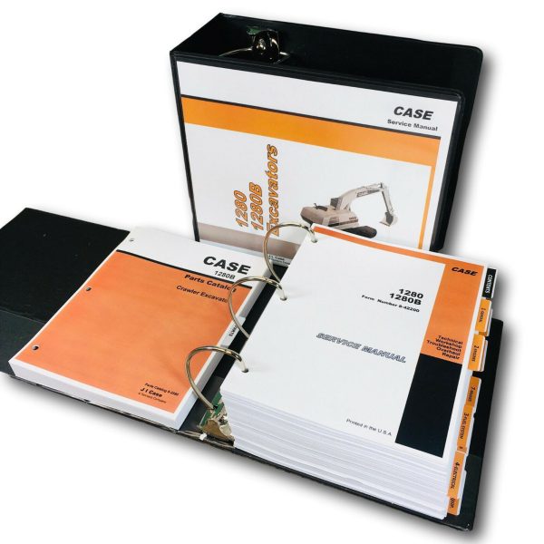 Case 1280B Crawler Excavator Service Repair Manual W/ Parts Catalog Shop Set