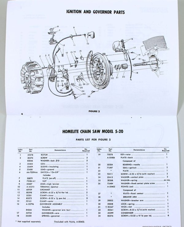 Homelite 5-20 Chainsaw Parts List Assembly Manual Catalog Exploded Views - Image 3