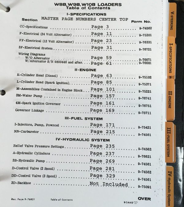 Case W9B Gas Wheel Loader Service Manual Parts Catalog Operators Owners Set Book - Image 3