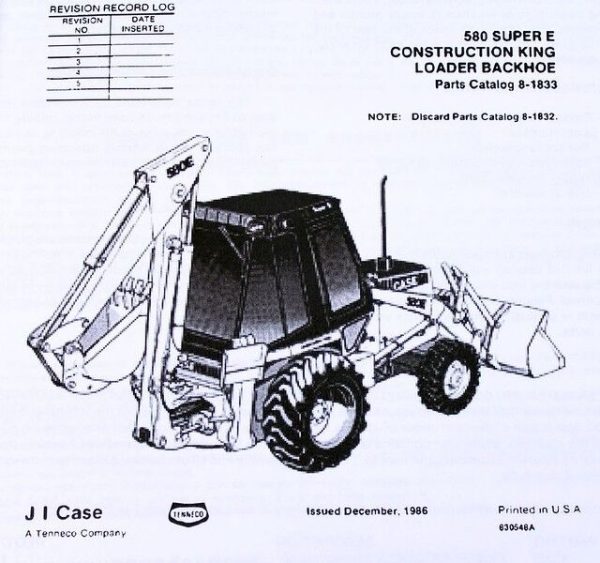 Case 580E 580Se 580 Super E Loader Backhoe Service Manual Parts Catalog Book - Image 11