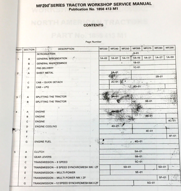 Massey Ferguson MF 200 Series MF 270 283 Tractor Service Manual Repair Workshop - Image 2