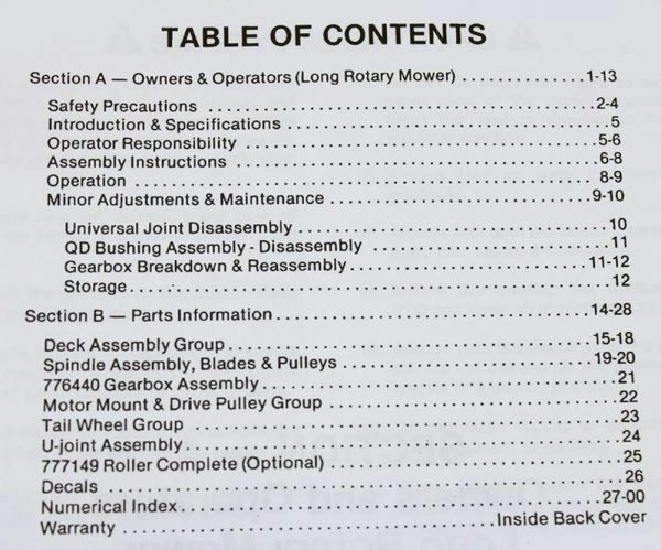 Long 1760 1761 1762 Rotary Mower Cutter Operators Parts Manual List 48" 60" 72" - Image 2