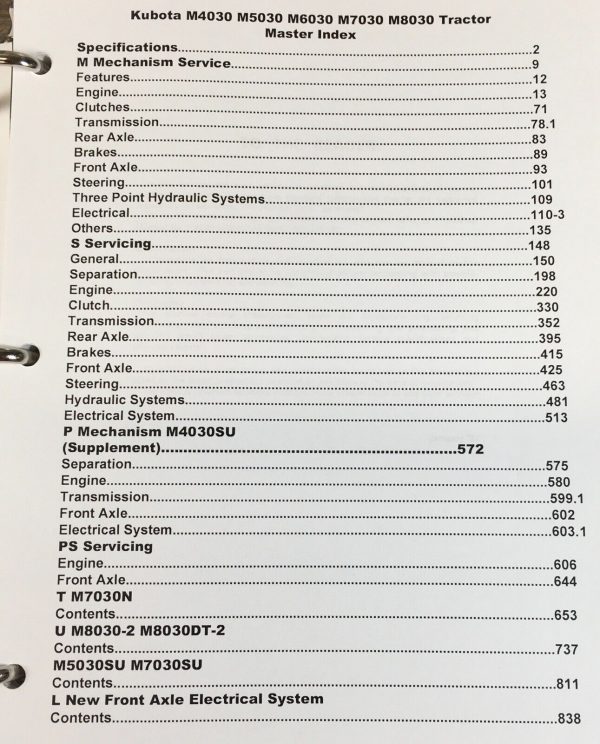 Kubota M6030 M6030DT Tractor Service Manual Parts Catalog Repair Shop Workshop - Image 2