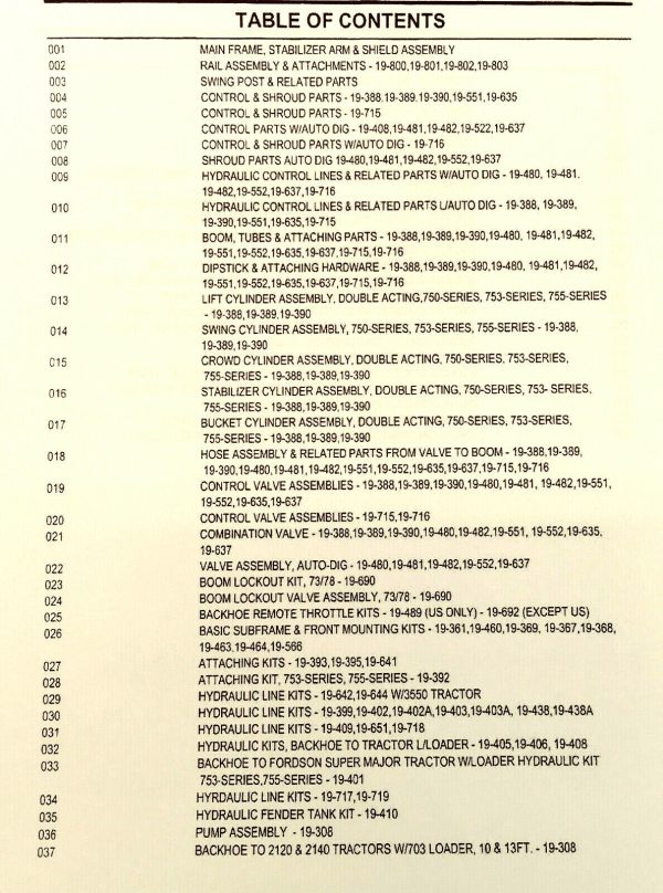 Ford 535 Tractor 755 Backhoe 740 Loader Parts Manual Catalog Book Assembly Set - Image 2