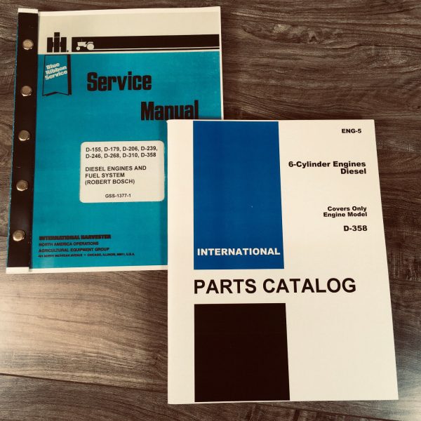International D-358 Diesel Engine For 1255 Tractor Service Parts Manual Set Book