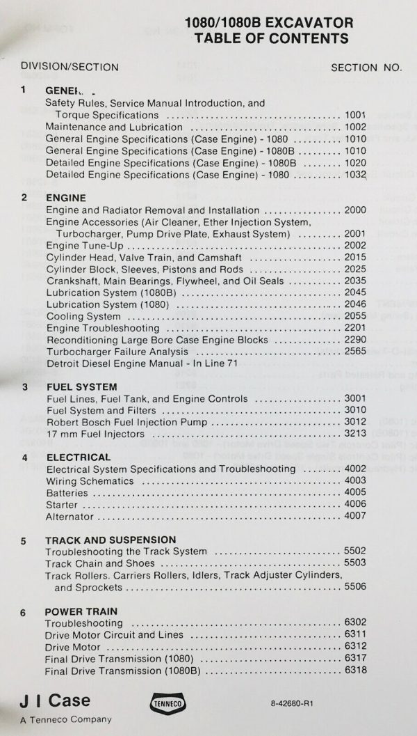 Case 1080B Excavator Service Technical Manual Shop Repair Parts Catalog Set - Image 2