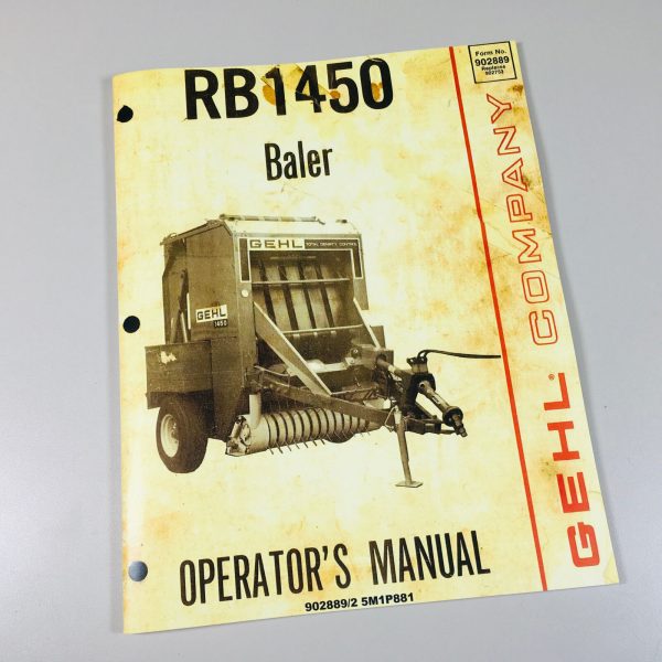 Gehl Rb1450 Baler Owner Operators Manual Maintenance Round Service Book 1450