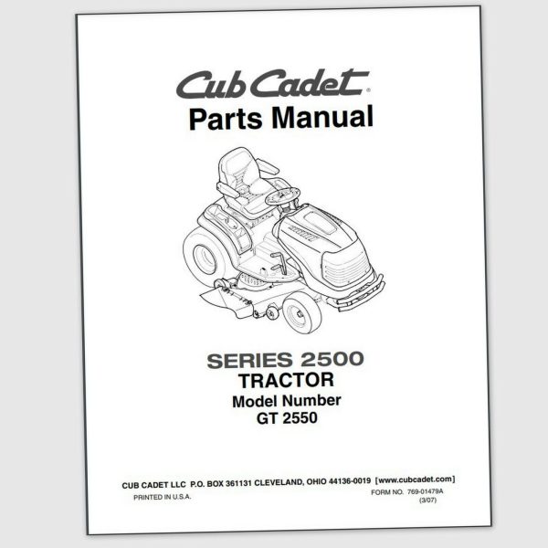 Cub Cadet Gt 2550 Garden Tractor Parts Manual Catalog Book Assembly Schematics