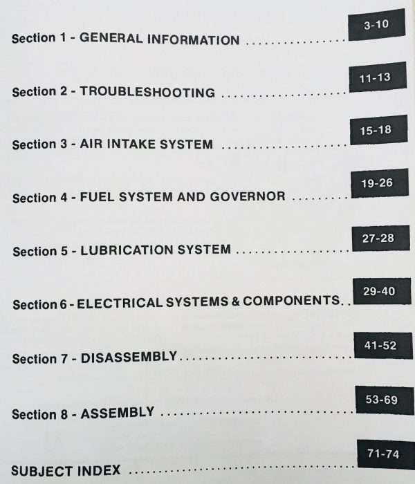 Cub Cadet 782 Chassis Garden Tractor Kohler Kt17 Series Ii Engine Service Manual - Image 6