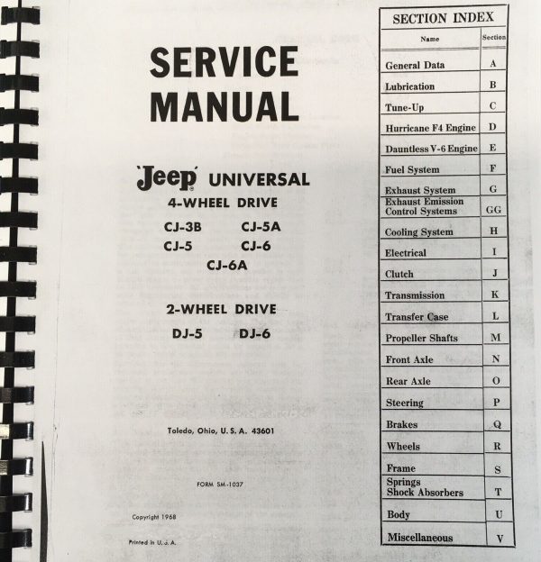 Service Repair Shop Manual For Jeep Universal CJ3B CJ5A CJ5 CJ6 CJ6A DJ5 DJ6 - Image 2