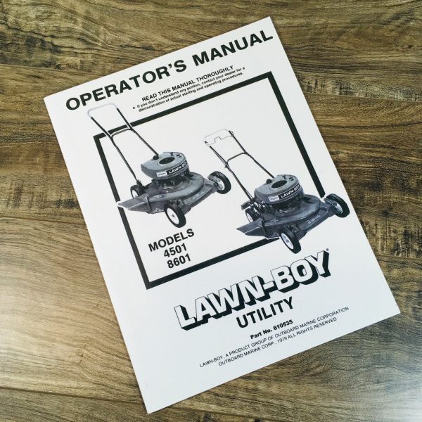 Lawn Boy Models 4501 8601 Utility Mower Operators Manual Owners Book Maintenance