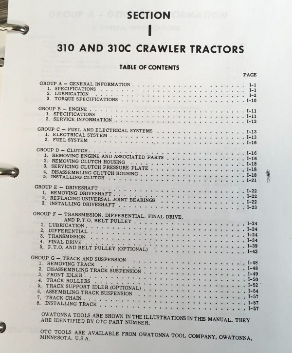 Case 310 Crawler Service Manual Parts Catalog Operators Set SN Before 3008187 - Image 4