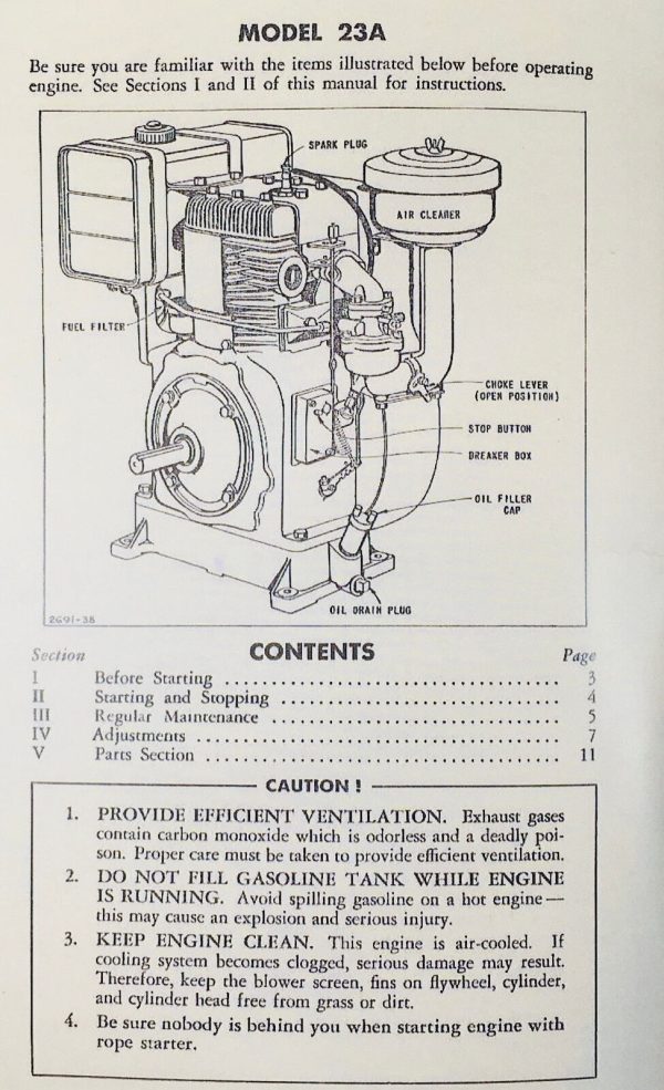 Briggs Stratton Model 23A 23A-B 23A-Fb 23A-R6 23A-R6D Owner Operators Manual - Image 2