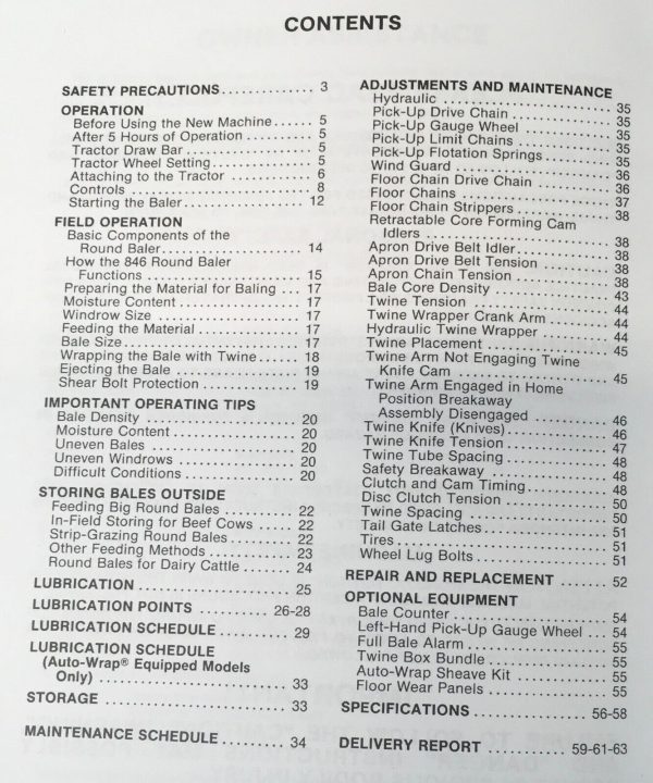 Sperry New Holland 846 Round Baler Operators Manual Owners Book Maintenance NH - Image 2