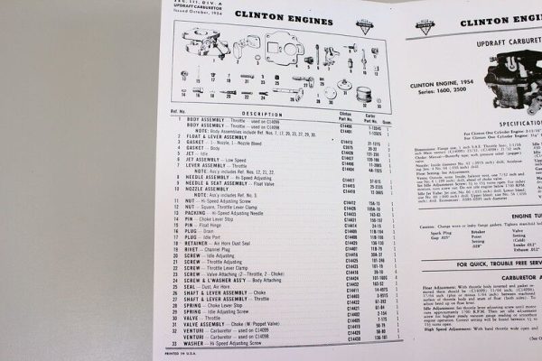 Clinton 1600 2500 Owners Operators Parts Manual Catalog Exploded Views Book - Image 2