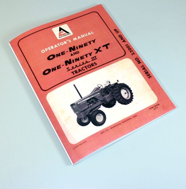 Allis Chalmers One-Ninety & Xt Series Iii Tractors Operators Manual 190 & 190Xt