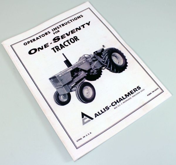 Allis Chalmers 170 Tractor Owners Operators Manual Maintenance Controls