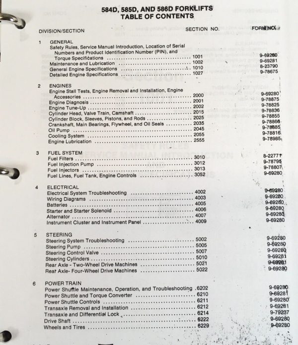 Case 584D 585D 586D Forklifts Service Manual Parts Catalog Operators Owners Set - Image 3