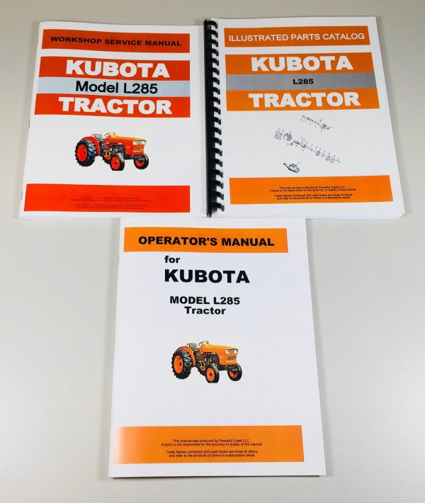 Kubota L285 Tractor Service Parts Operators Manual Shop Book Catalog Repair Set