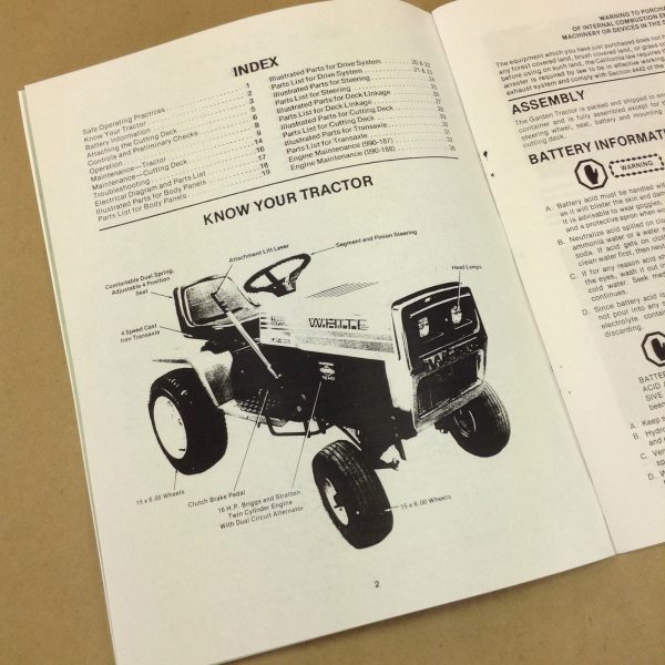 White Yard Boss Lgt-1110 Lgt-1610 Garden Tractor Parts Catalog Operators Manual - Image 2