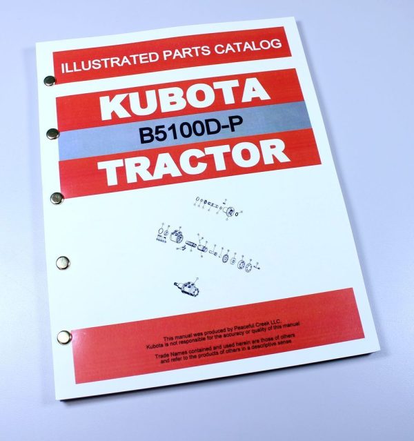 Kubota B5100D-P Tractor Parts Assembly Manual Catalog Exploded Views Numbers