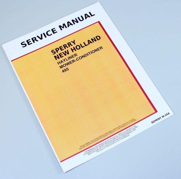 New Holland 495 Haybine Mower Conditioner Service Repair Shop Manual Technical