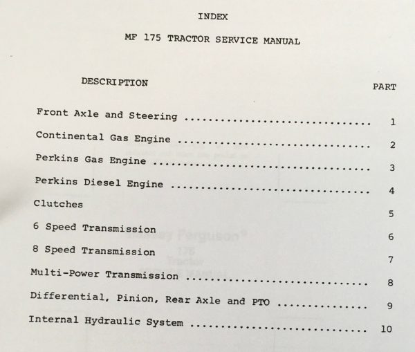 Massey Ferguson 175 Mf175 Tractor Service Manual Repair Shop Technical Workshop - Image 3