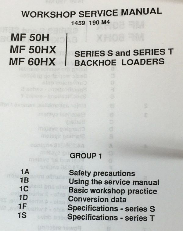 Massey Ferguson 50H 50Hx 60Hx Series S & T Backhoe Loader Service Manual Repair - Image 4