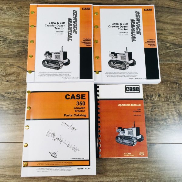 Case 350 Crawler Service Manual Parts Catalog Operators Owners Repair Shop Set