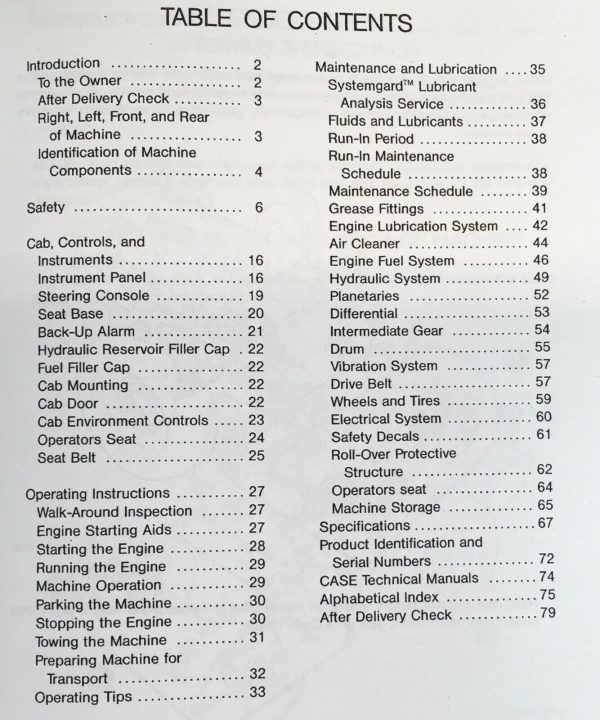 Case Vibrating 1402D 1402PD Self-Propelled Roller Tractor Operators Manual Book - Image 2