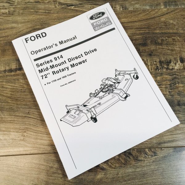 Ford 914 72'' Rotary Mower Deck Operators Manual Owners 1720 1920 Tractors