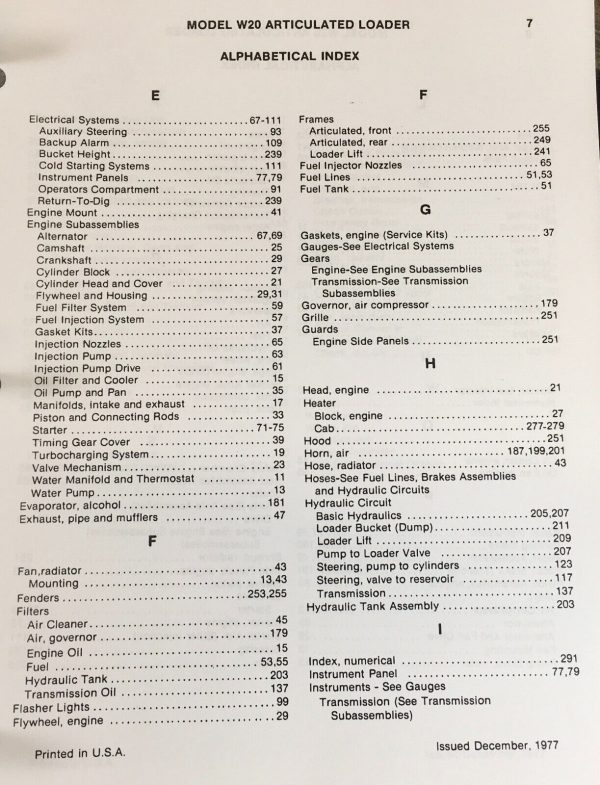 Case W20 Wheel Loader Service Manual Parts Catalog Operators Set S/N 9123140-UP - Image 6