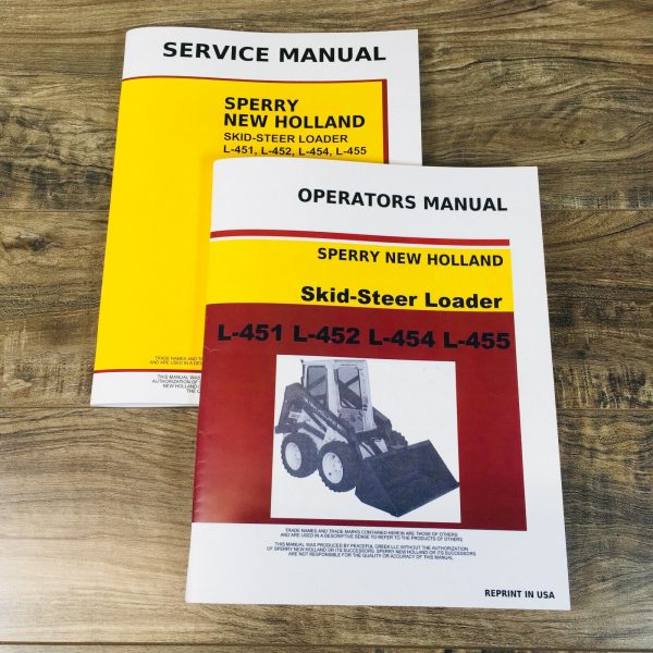 New Holland L-451 L-452 L-454 L-455 Skidsteer Loader Service Manual Operator Set