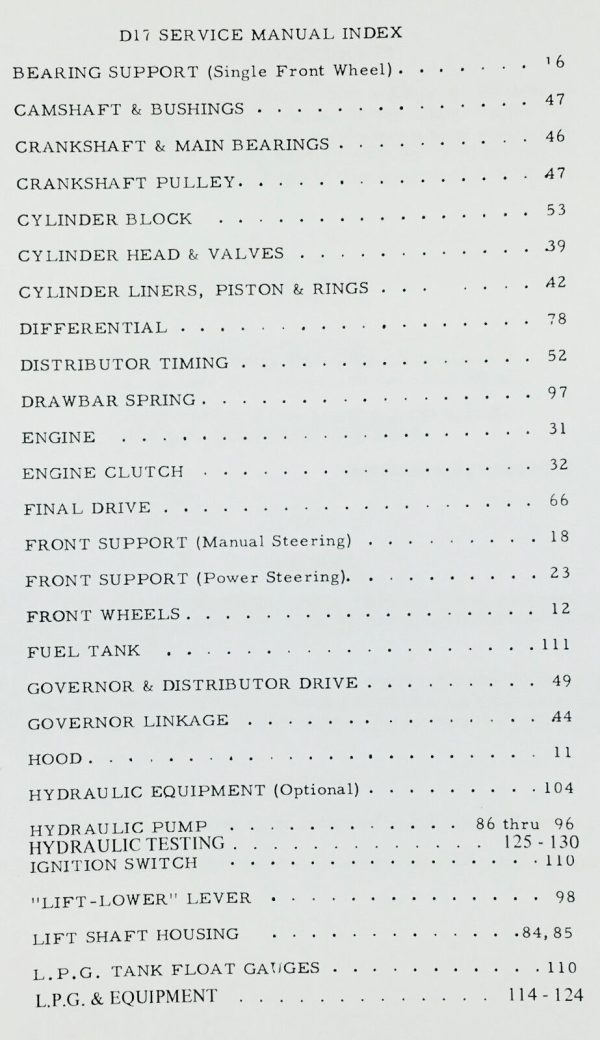 Allis Chalmers D-17 Tractor Gas Diesel Service Repair Manual Technical Shop Book - Image 2