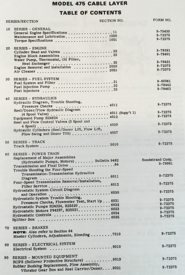 Case 475 Cable Layer Service Manual Parts Catalog Operators Set Sn 3058169 & Up - Image 3